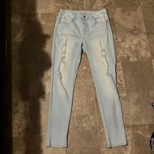 Light blue jeans, and they have never been worn